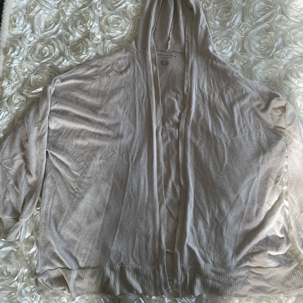 American Eagle Hooded Plush Cardigan